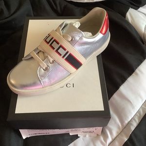Silver Gucci Sneaker Size 32 Brand New